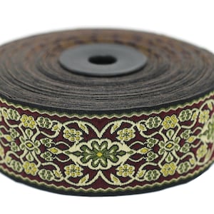 35 mm Yellow&Green Anatolian jacquard ribbon (1.37 inches), jacquard trim, jacquard ribbons, fabric ribbon, vintage trim, 35939