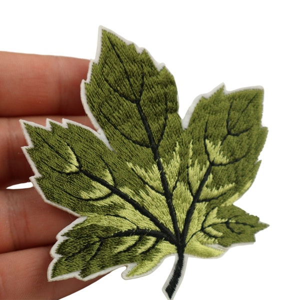 10 Pcs Maple Leaf Patch, Green  3.1 Inch Iron On Patch Embroidery, Sycamore leaf Patch, Sew On Patch, Embroidered Patch, Applique