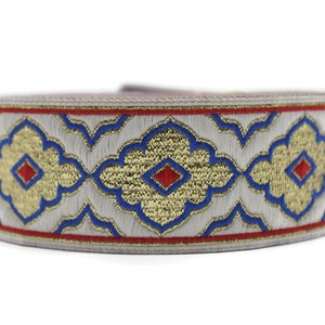 35 mm Blue/White Embroidered ribbon, Jacquard Ribbons (1.37 inch), Jacquard trims, Sewing Trim, Huge Trim, Large ribbon, Ribbon Trims, 35135