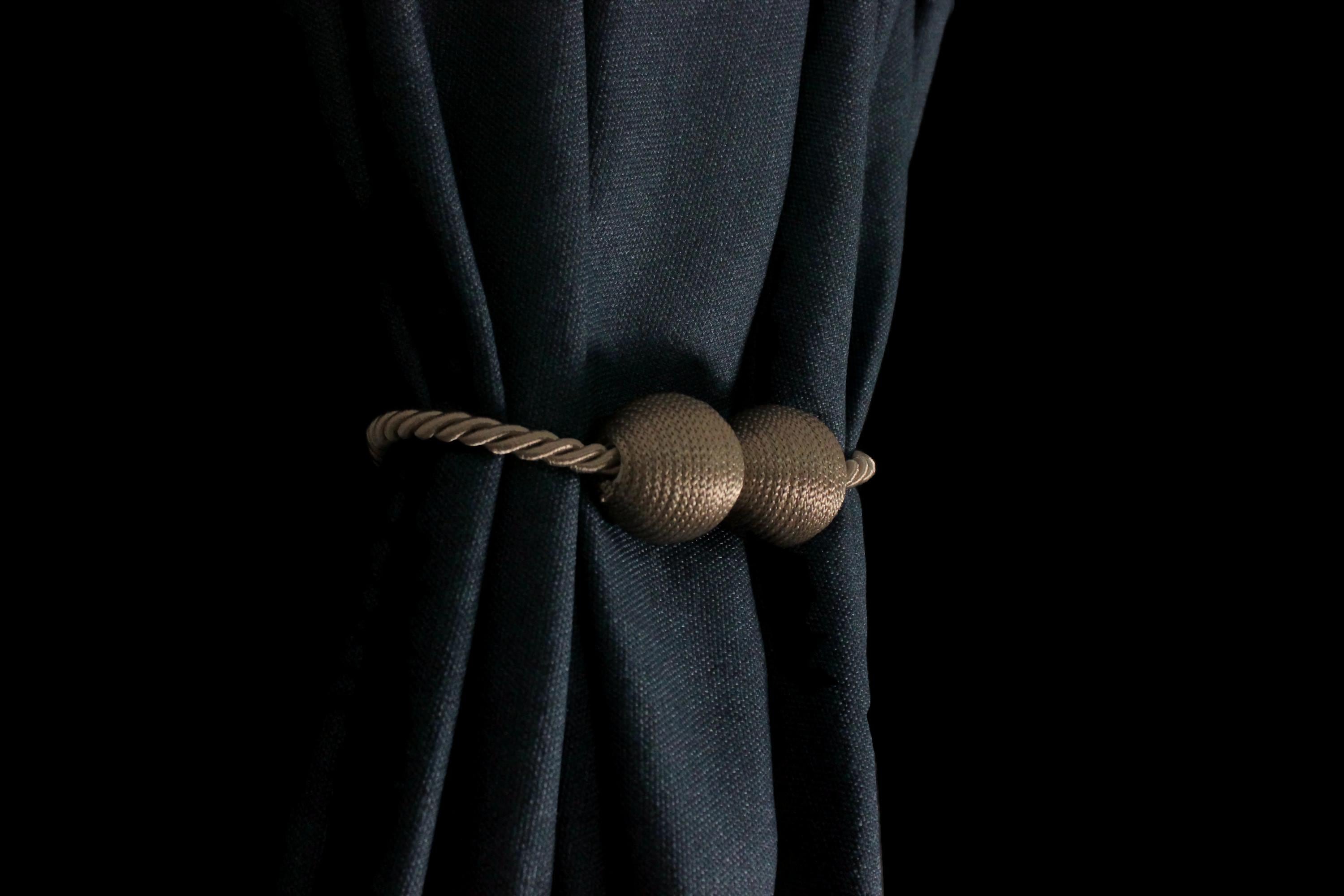 Magnetic Curtain Tieback, Modern Curtain Ties, Ball Buckle holdback, Magnetic Curtain Ties, Milky Brown Tie Backs, curtain holder pullback