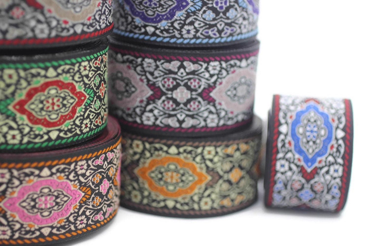 Medieval Ribbon Patterns 18mm Medieval Ribbon, Jacquard Trim, Jacquard Ribbon, Floral Embroidery ...