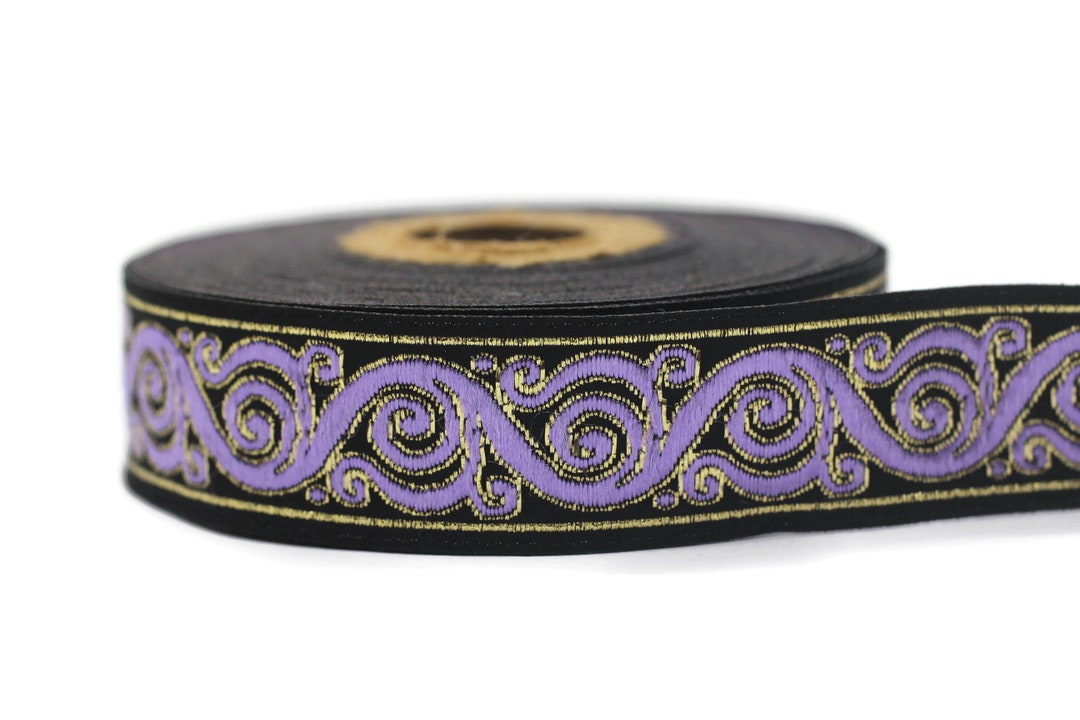 22 Mm Lilac Scroll Jacquard Trim 0.86 Inches, Native American Jacquard, Sewing Trim, Woven Trim