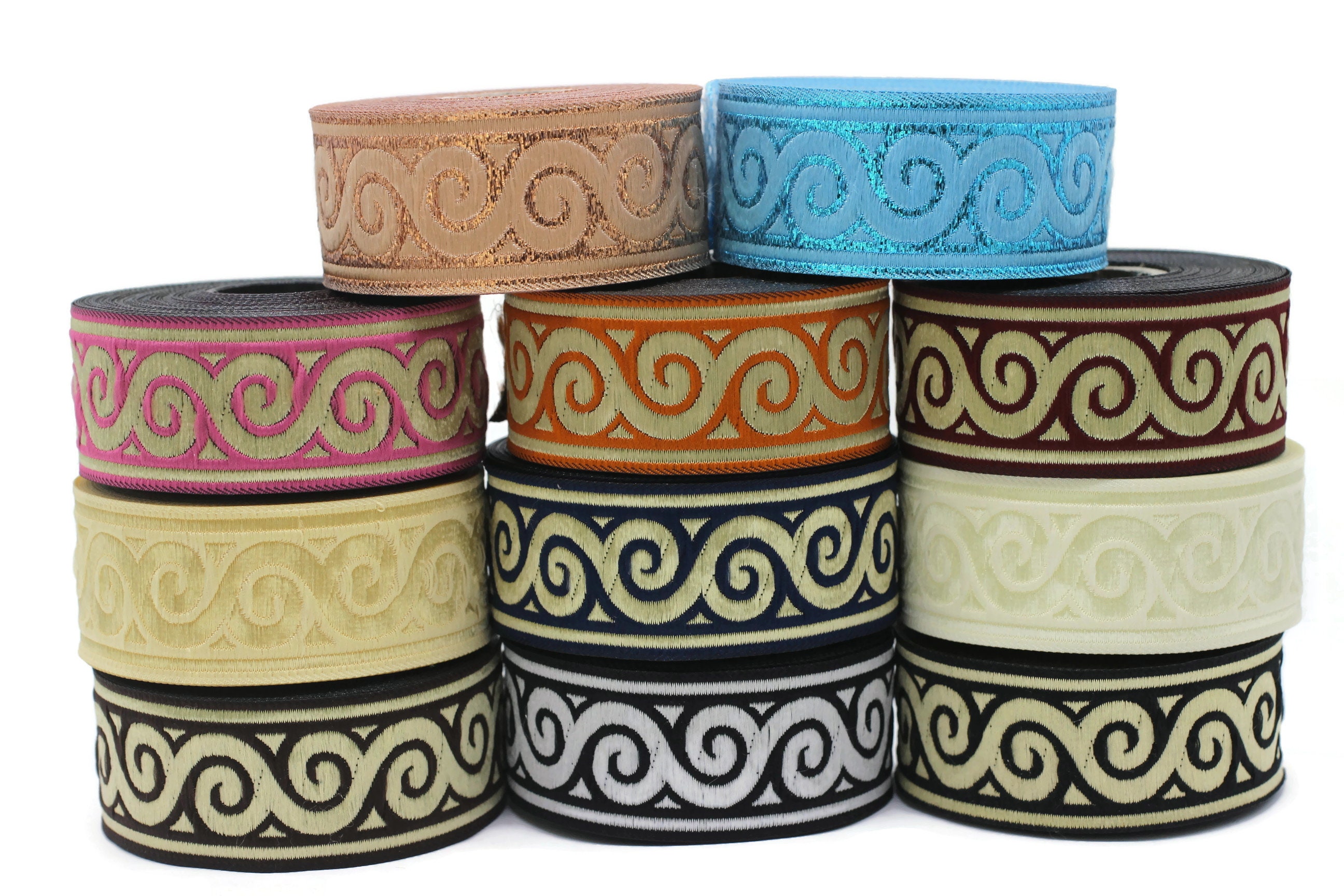 10 Mètres 25 Mm Marron Et Creme Fonce Ruban Jacquard Tissé à Motif Scandinave Rouleaux Galon Ruban Tissu Brodé Artisanat Vêtements Mercerie Loisir Créatif Décoration Couture Médiéval 25976-V2