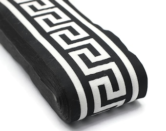 16,4 jarda 100 mm biało-czarne greckie wstążki (3,93 inc, lamówka żakardowa Meander, taśma wykończeniowa do zasłon, tkanina obiciowa do robienia zasłon 197 V9