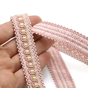 20 mm Scroll Trim Pink, 0.78 inc, Scroll Gimp braid trim, By The Yard trim, Drapery trim, Upholstery trim, Gimp trim, Curtain Trim