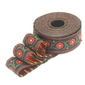 22 mm Red Floral Embroidered ribbon 0.86 inches Vintage | Etsy