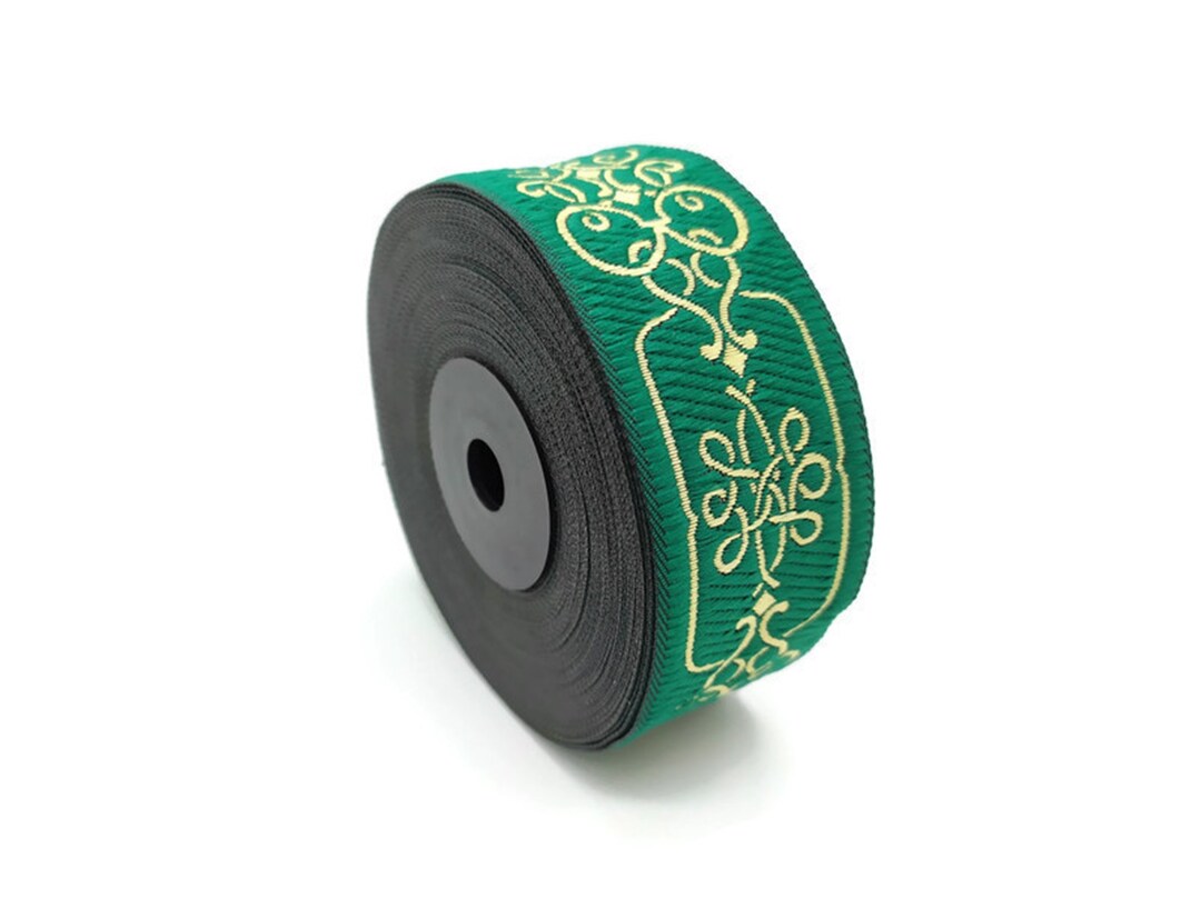 35 Mm Green Nobility 1.37 inch Novelty Ribbon Celtic Ribbon Embroidered