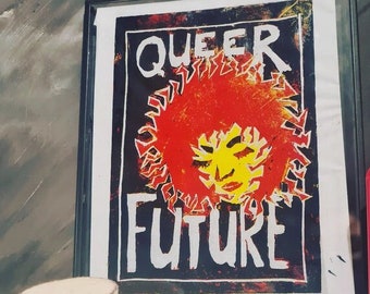 Queer Future Lineol Print a5 Format Afro three colors