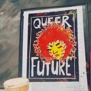 Queer Future Lineol Print a5 Format Afro three colors image 1