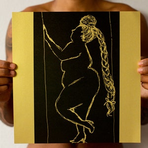 Art Print BLACK GOLD 3 feminism Afro queer Poster size bodypositive image 1