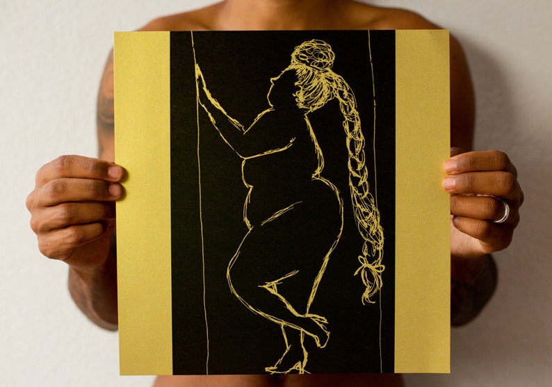 Art Print BLACK GOLD 3 feminism Afro queer Poster size bodypositive image 1