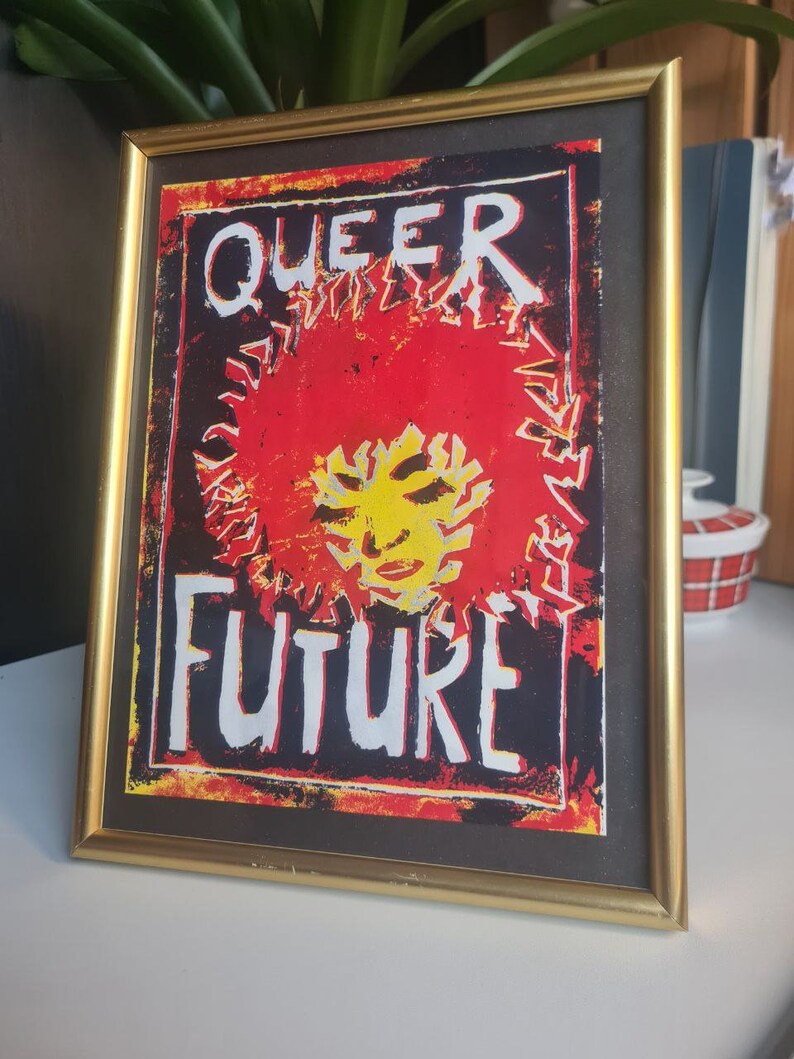 Queer Future Lineol Print a5 Format Afro three colors image 10
