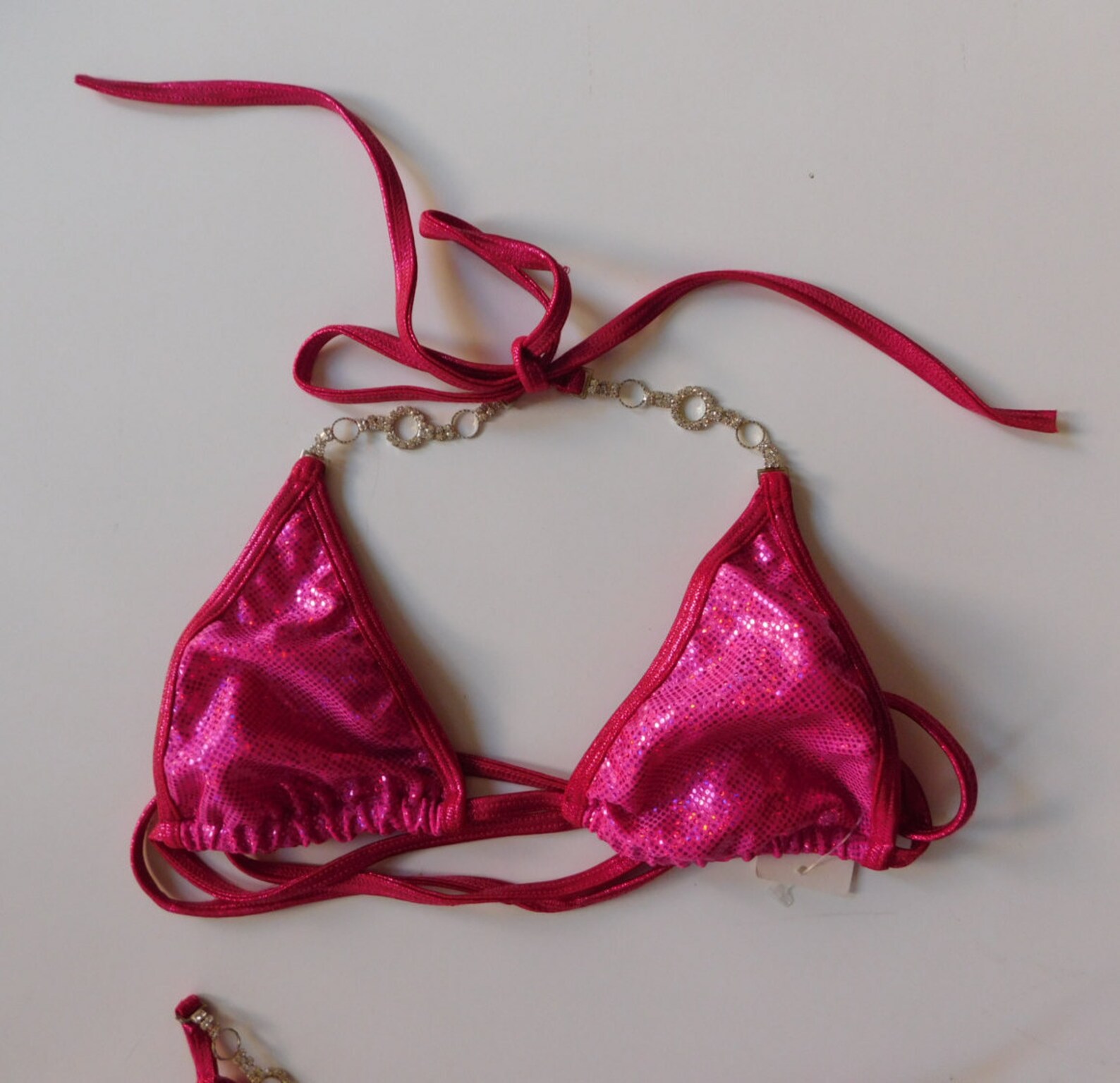Metallic Pink Shimmer Bikini with Crystal connectors and Etsy