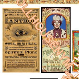 Miniature 1:12 Digital Download, collage of images divination set, Tarot, Quija, Runes