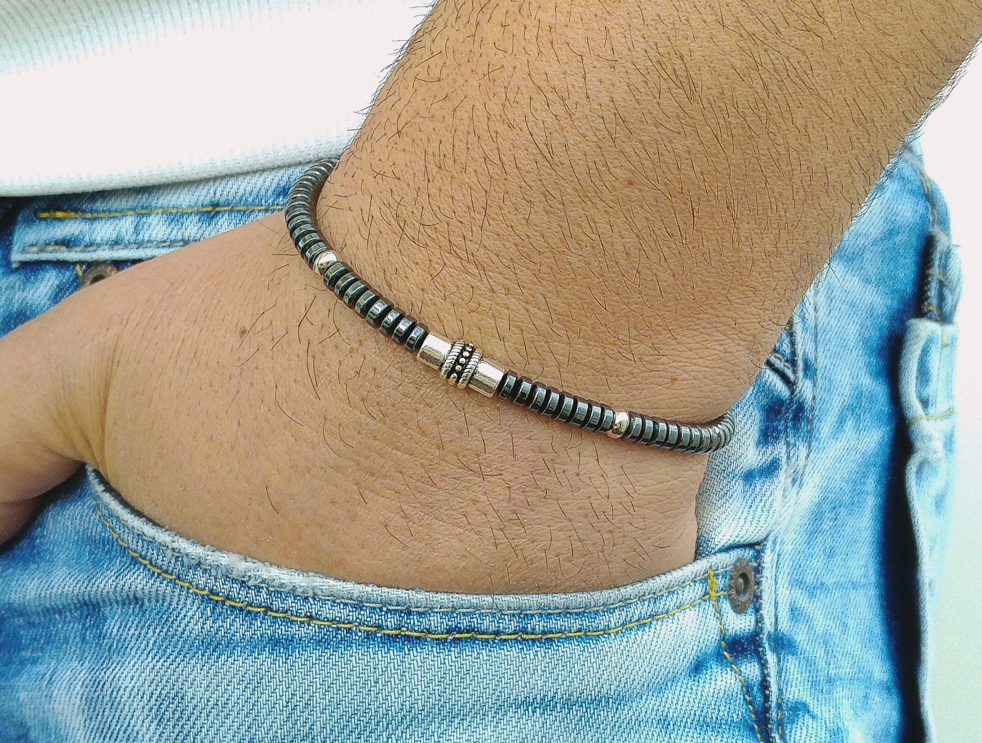 Mens Bracelet Hematite Men Bracelete Bracelet Perle Homme Mens | Etsy