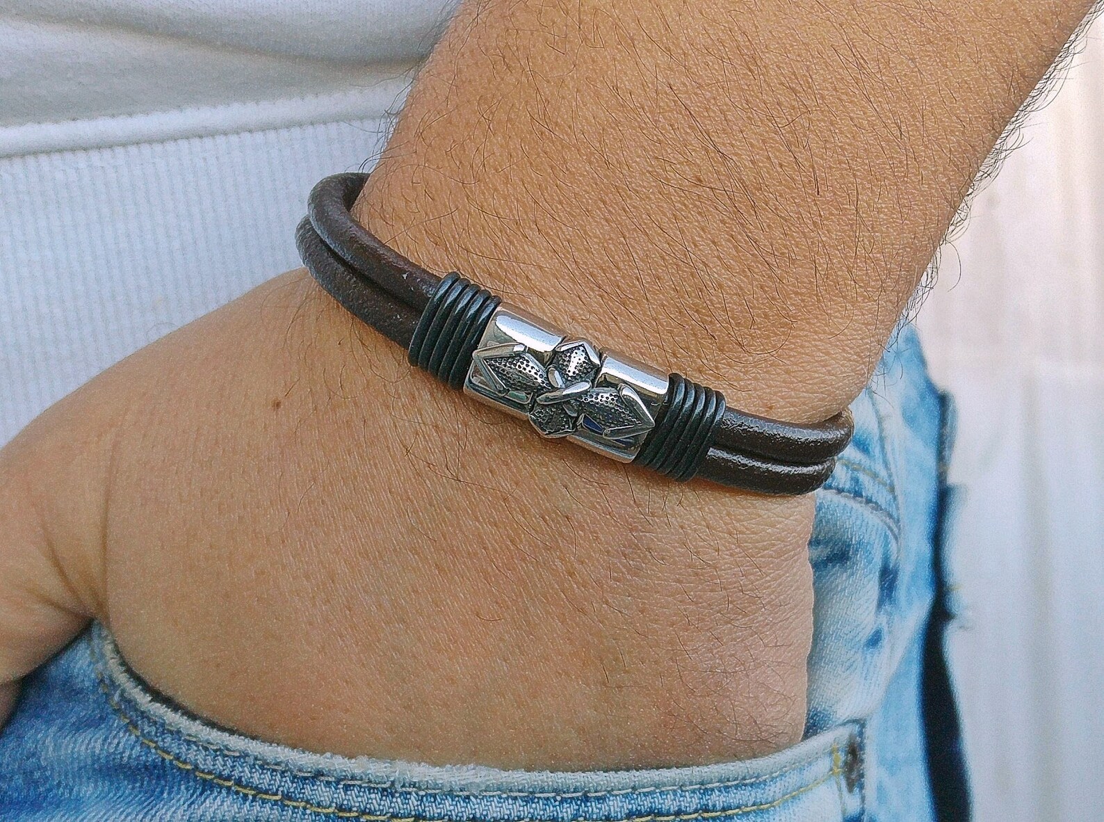 Mens Bracelet Mens Celtic Bracelet Irish Leather Bracelet Mens Etsy