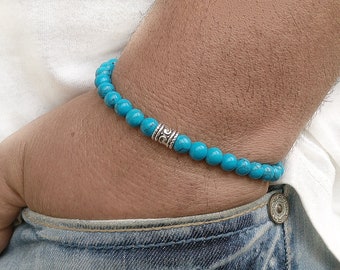 Mens Bracelet TURQUOISE Mens Bracelet Mens Jewelry Yoga Bracelet Mens Beaded Bracelet Bead Turquoise Bracelet Mens Bead Turquoise 6mm