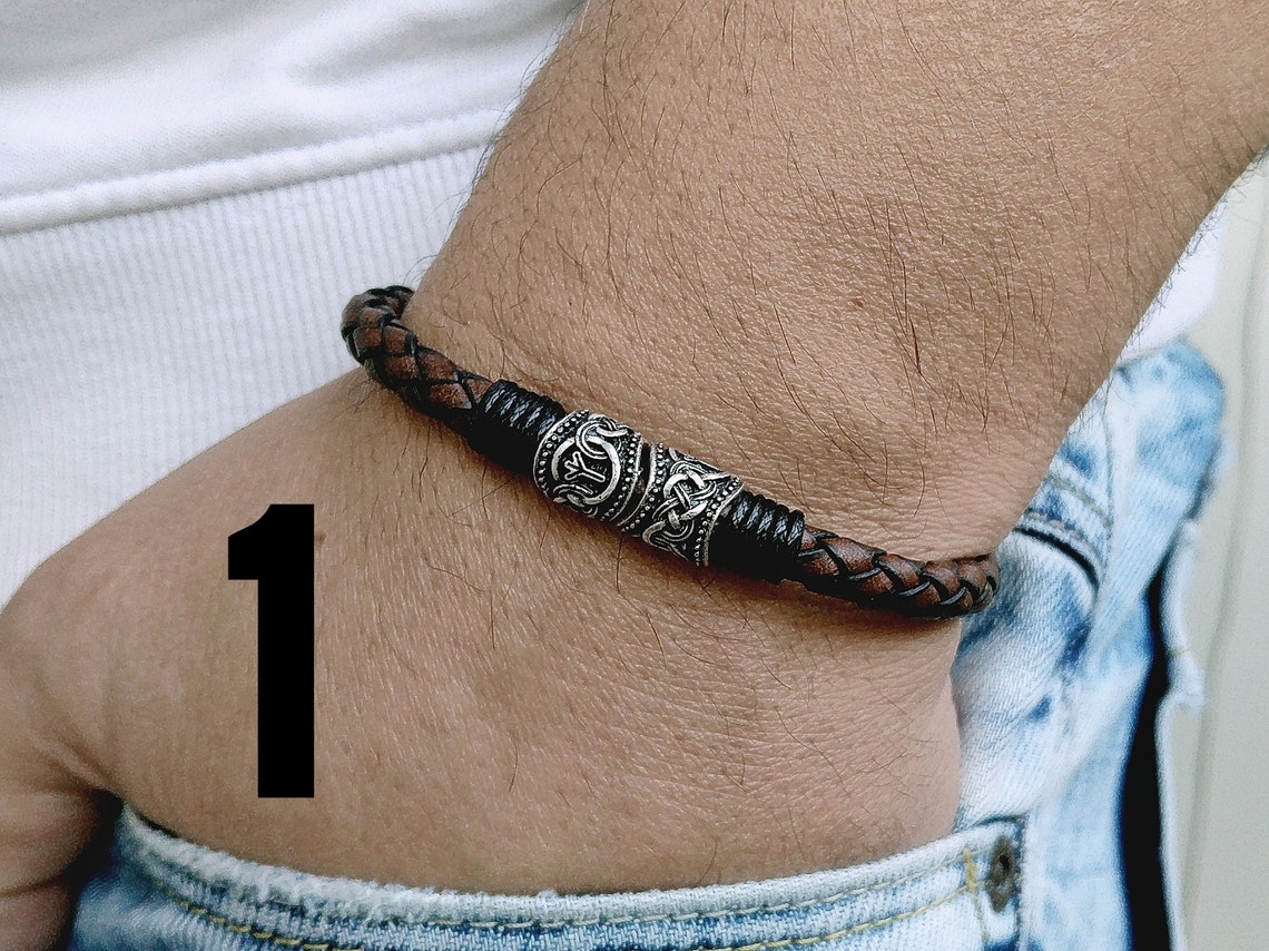 Mens Bracelet Mens Celtic Bracelet Irish Leather Bracelet Mens Etsy