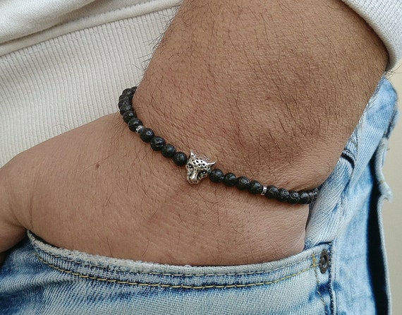 Mens Bracelet Lava Rock Bracelet Perle Homme Gifts Mens Bracelets