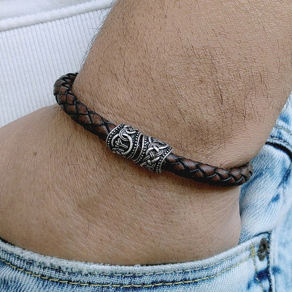 Mens Bracelet Mens Celtic Bracelet Irish Leather Bracelet  Mens Leather Bracelet Celtic Knot Bracelet Cuff Gift for him, Mens Bracelet