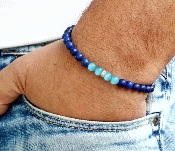 Mens Bracelet Lapis Lazuli Mens Bracelets Simple Men Bracelet Mens