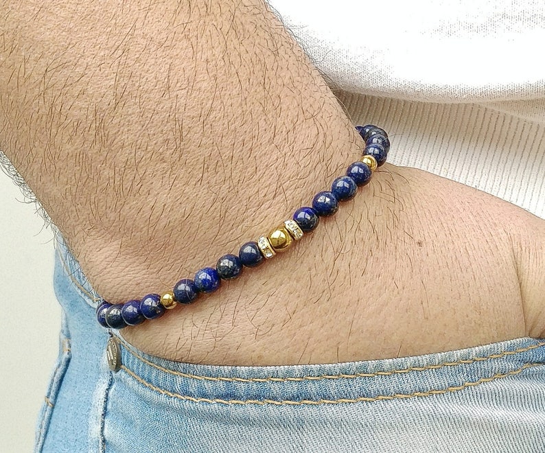 Mens Bracelet Lapis Lazuli Mens Bracelets Simple Men Bracelet | Etsy