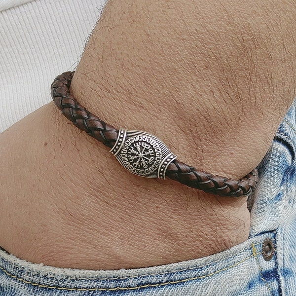 Mens Bracelet Mens Celtic Bracelet Irish Leather Bracelet  Mens Leather Bracelet Viking Bracelet Cuff Gift for him, Mens Bracelet