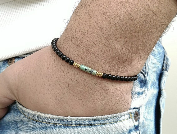 Bracelet homme Onyx Turquoise Nacre