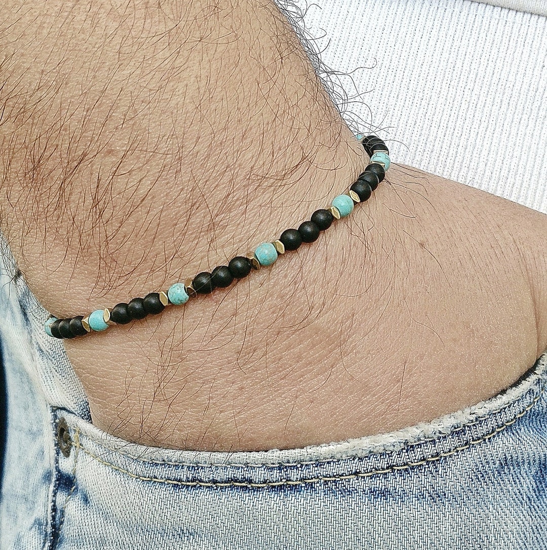 Mens Bracelet, Black Onyx Mat, Beaded Men Bracelet, Simple Men Bracelet ...