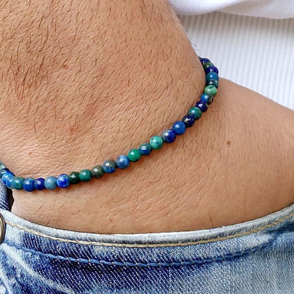 Bracelet homme Bracelet homme perle Bracelet homme en perles de chrysocolle chrysocolle Bracelet homme simple Bracelet homme en perles Bracelet homme 4 mm