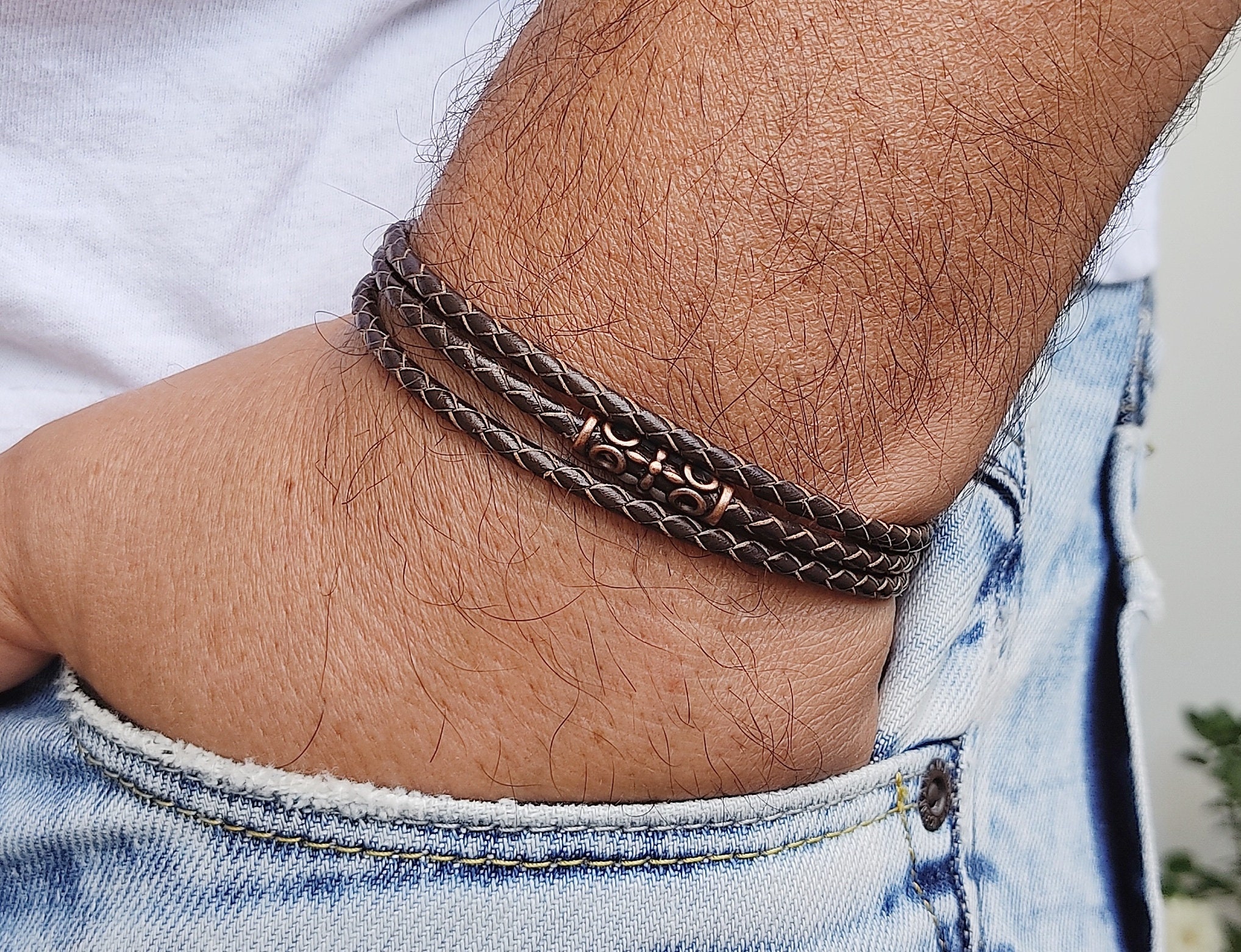 Mens Bracelet Mens Celtic Bracelet Irish Leather Bracelet Mens Etsy