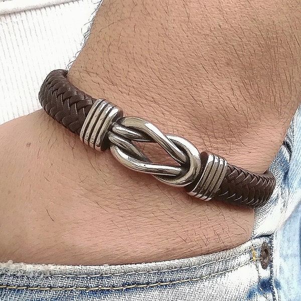 Men's Genuine Leather Bracelet With Celtic Knot & Magnetic Lock – 2024 Design, UK Style 7 thumbnail image