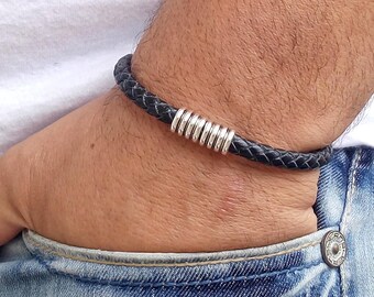 Herren Armband Armband Perle Home Männer Bracelete Herren Leder Armband Freund Geschenk Geschenk für ihren Mann Geschenk 6mm