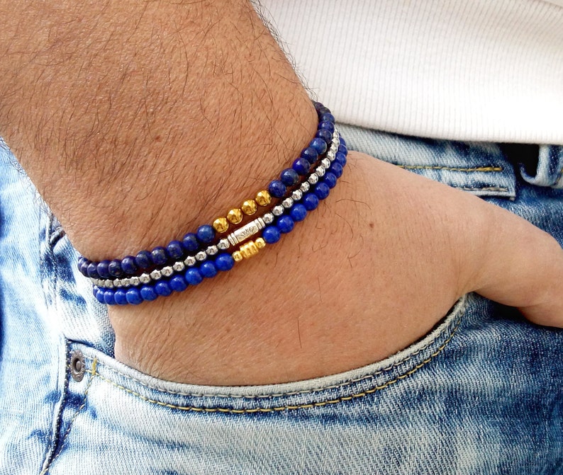 VALENTINES GIFT Mens Bracelet Set Hematite Agate Lapis Lazuli Etsy