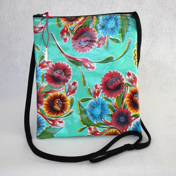 Yellow floral oilcloth Bagstaff market or beach bag