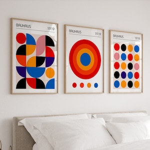 Set of 3 Bauhaus Posters, Mid Century Modern 3 Piece Wall Art ...