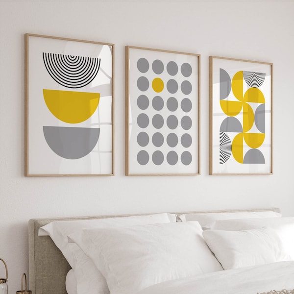 Yellow Gray Wall Art Etsy
