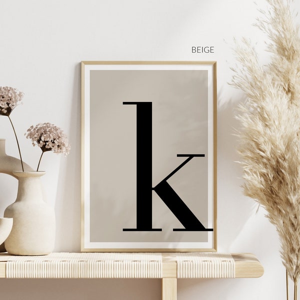 Personalized Modern Initial Art Print, Custom Letter Poster, Beige Print, Neutral Decor Typography Print, Minimalist Art, Gifts Home Decor