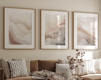 Set of 3 Neutral Wall Art Prints - Abstract Triptych Posters, Modern Home Decor, Housewarming Gift, Living Room Bedroom Dining Room Artwork