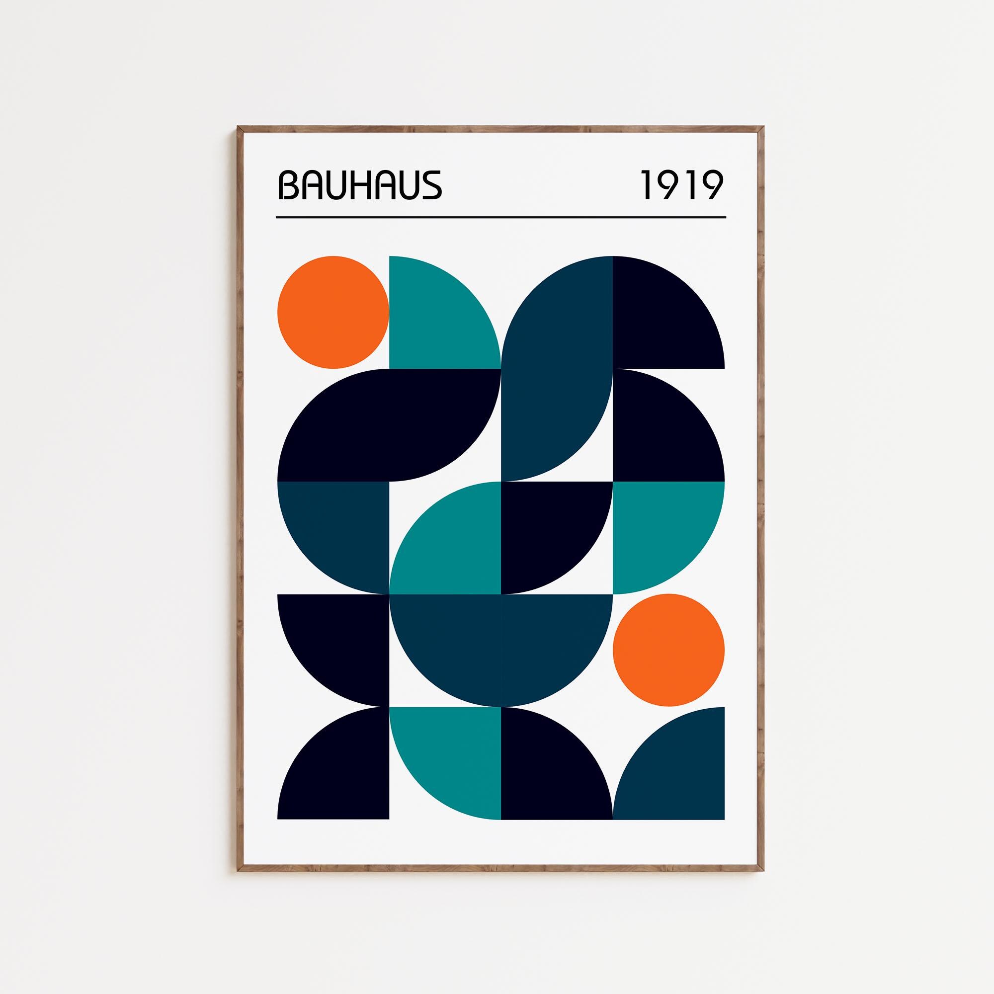 Retro Bauhaus Poster Wall Art, Colourful Mid Century Modern Art Print ...