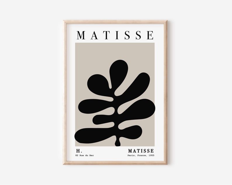 Lot de 3 estampes Matisse, oeuvre d'art murale moderne du milieu du siècle, art mural triptyque neutre, ensemble d'affiches d'exposition, 3 pièces art abstrait déco d'appartement image 6