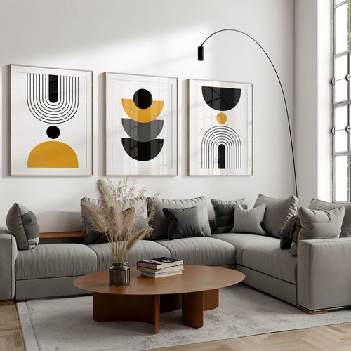 Mid Century Modern Wall Art Print Set of 2 Neutral Abstract Etsy UK