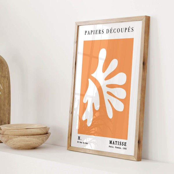 Orange Matisse Wandkunst | Mid Century Modern Druck | Trendy Wohnzimmer Wohnung Dekor | Großes Poster für Büro Dekor oder Schlafzimmer