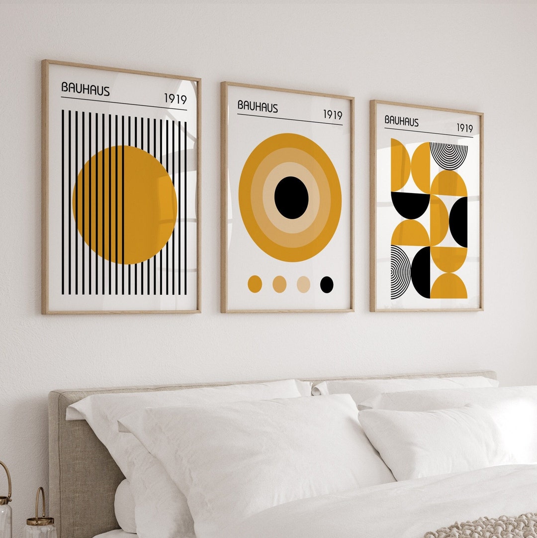 Bauhaus Wall Art, Set of 3 Mid Century Modern Posters and Prints in ...