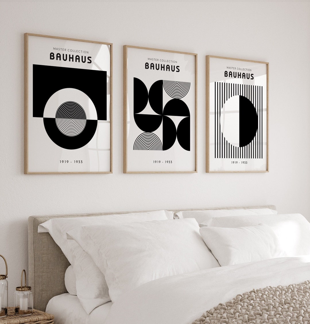 Bauhaus Poster Set, Set of 3 Mid Century Modern Prints in Black and ...