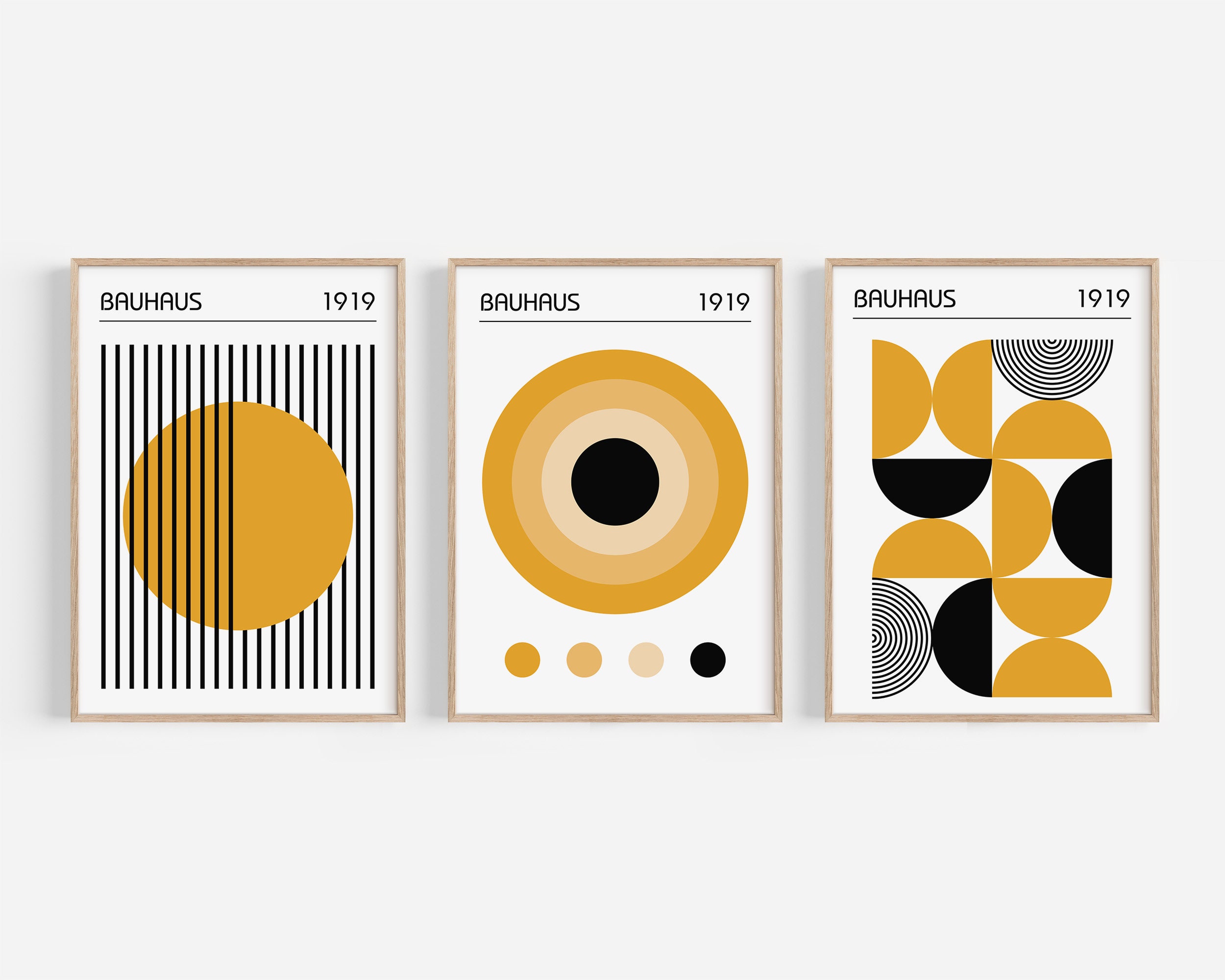 Bauhaus Wall Art, Set of 3 Mid Century Modern Posters and Prints in ...
