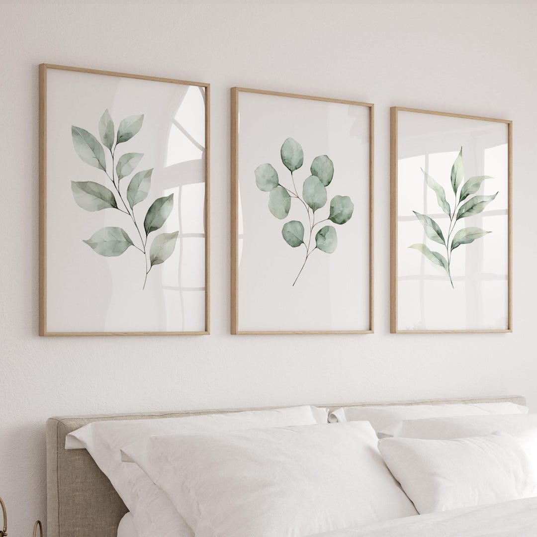 Botanical Leaf Print Set, Watercolor Greenery Posters, Set of 3 - Etsy