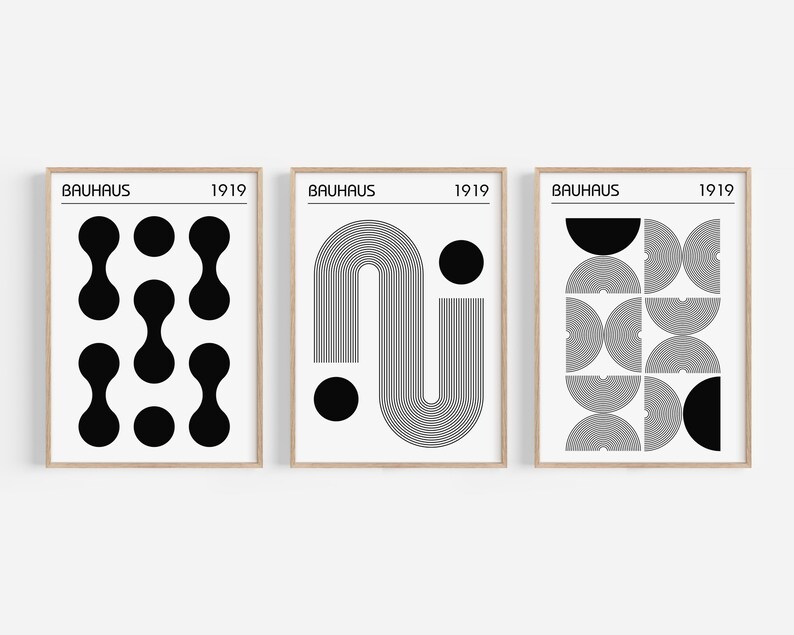 Bauhaus Poster Set of 3, Trendy Mid Century Modern Wall Art, 3 Piece ...