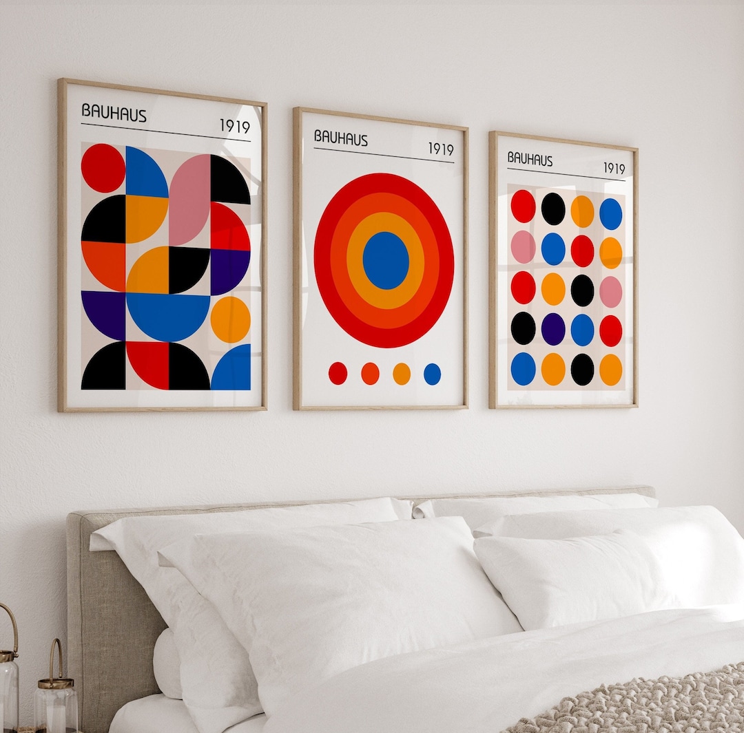 Set of 3 Bauhaus Posters, Mid Century Modern 3 Piece Wall Art ...