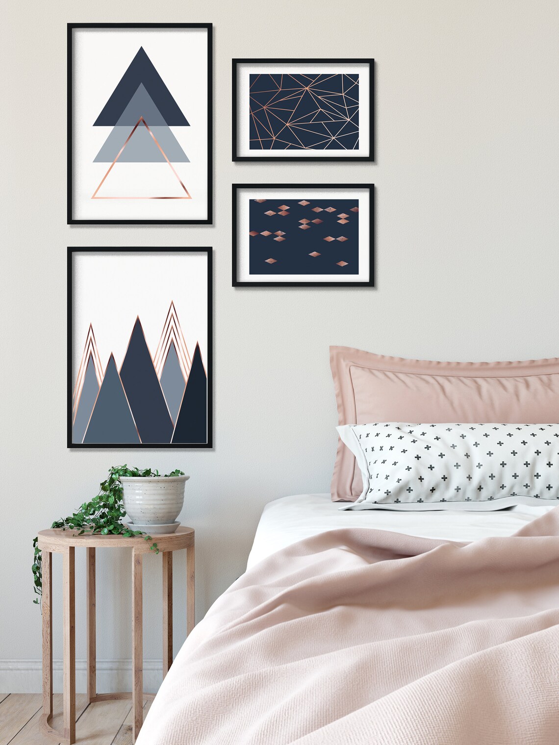 Navy Art Prints Set Scandinavian Posters Set of 4 Prints Etsy